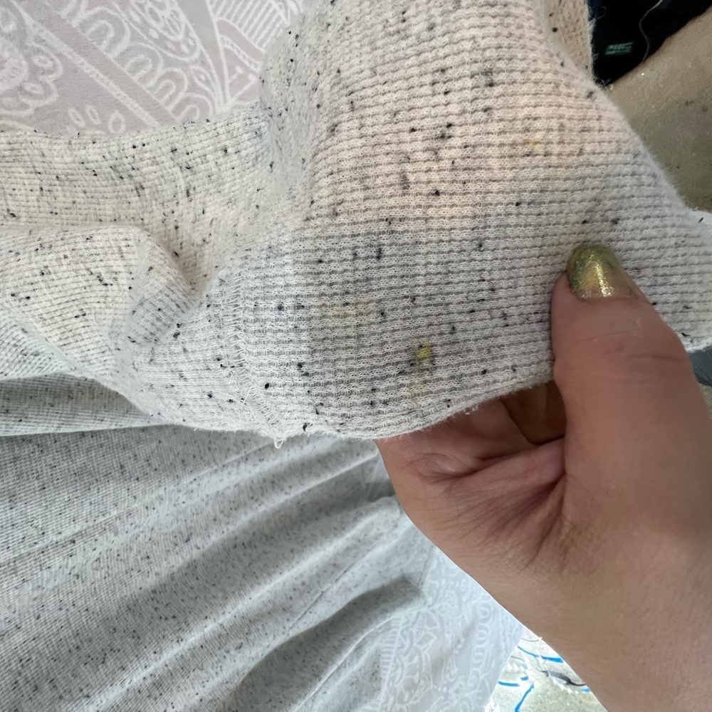 GORGEOUS COMFY OPEN FRONT CARDIGAN XL AEROPASTLE CREAM SPECKLE BLACK NATURAL EUC - Picture 3 of 17